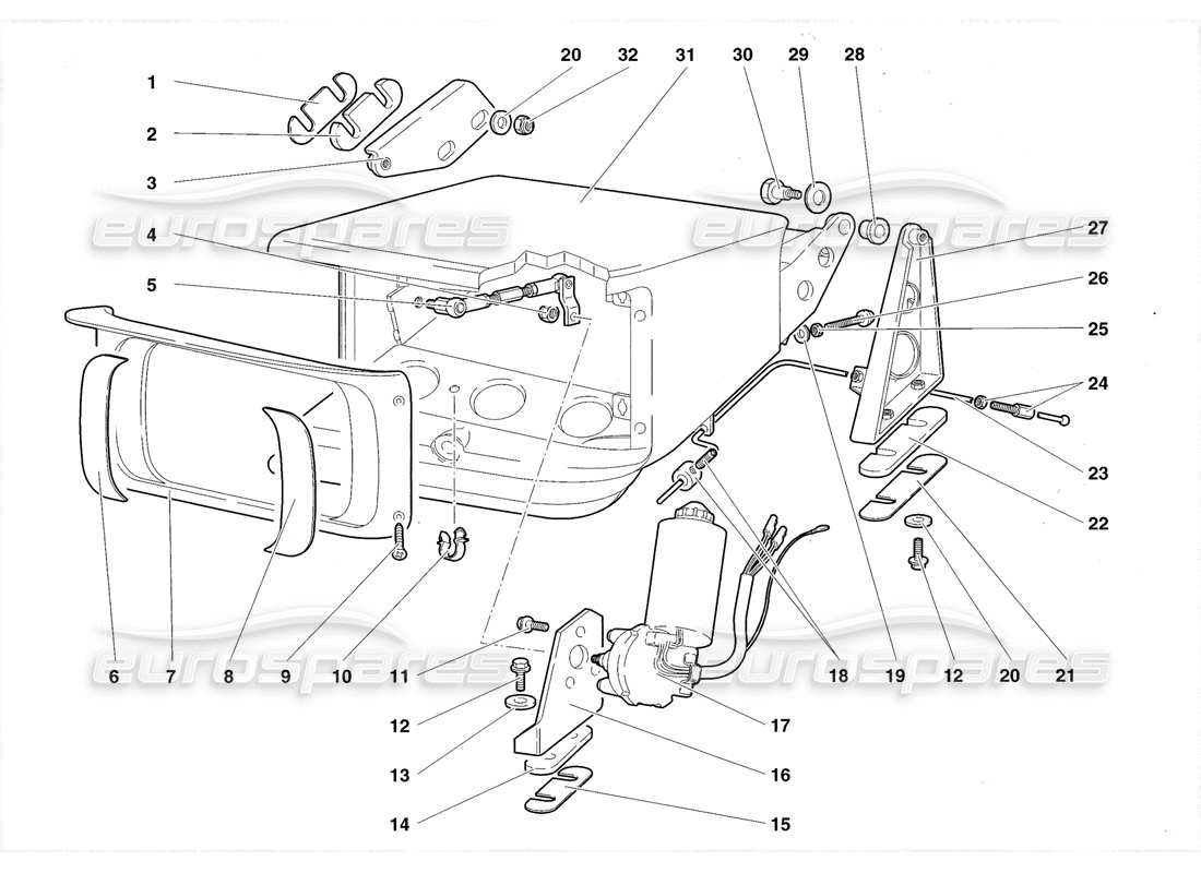 un schéma de pièces du catalogue de pièces lamborghini diablo roadster (1998)