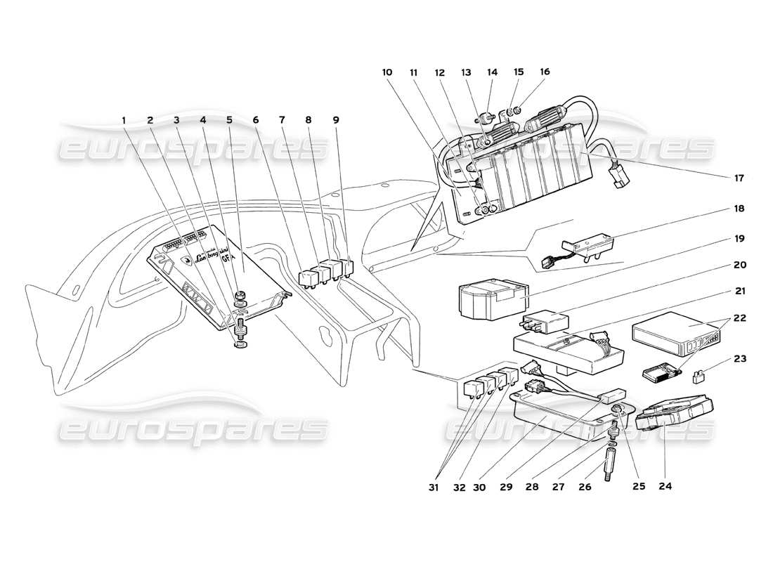 un schéma de pièces du catalogue de pièces lamborghini diablo sv (1999)
