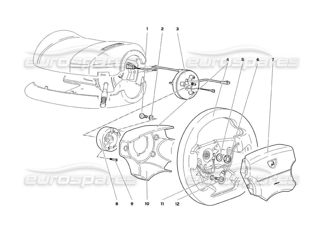un schéma de pièces du catalogue de pièces Lamborghini Diablo SV (1999)