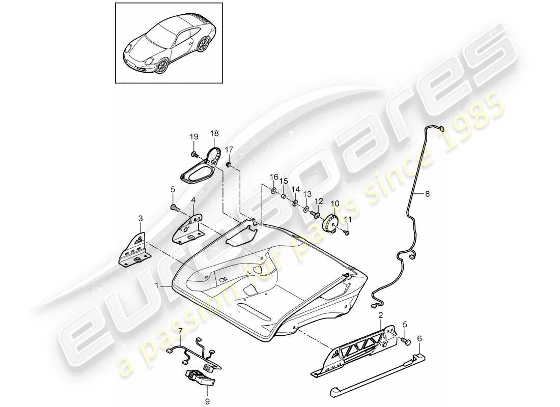porsche 2011 (997-2) siège schéma des pièces