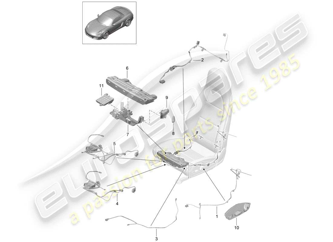 porsche 2020 (718 boxster) faisceaux de câbles schéma des pièces