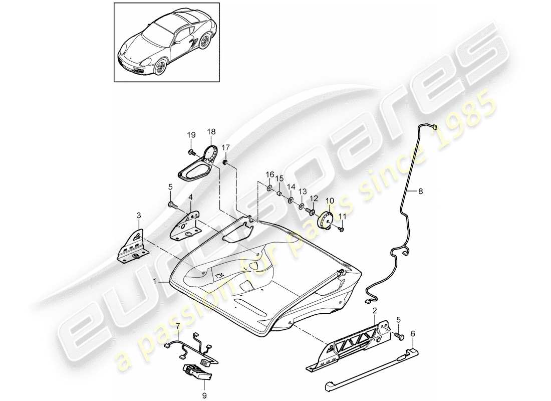 porsche 2010 (987 cayman) siège schéma des pièces