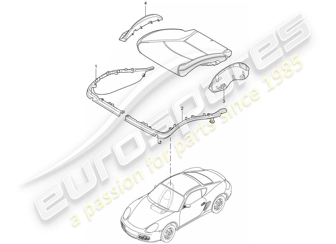 porsche 2010 (987 cayman) support de coussin schéma des pièces
