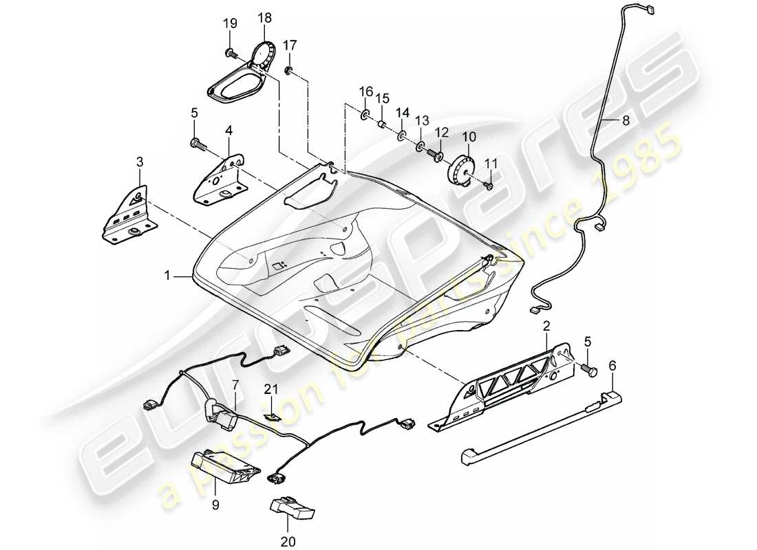 porsche 2007 (997-1 gt3) siège schéma des pièces