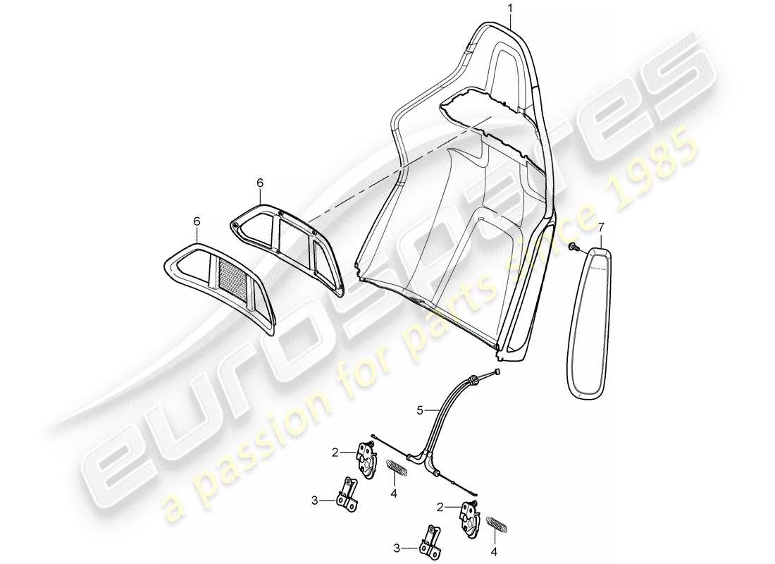 porsche 2008 (997-1 gt3) coque de dossier schéma des pièces