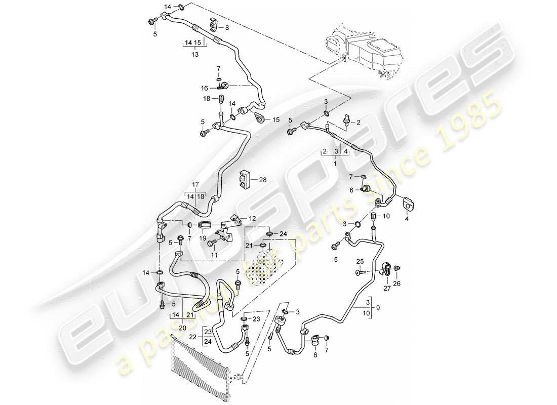 porsche 2006 (cayenne e1 9pa) circuit frigorifique schéma des pièces