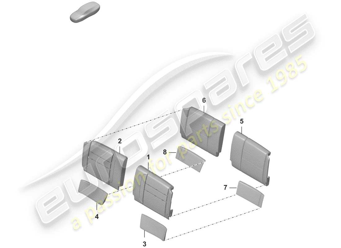 porsche 2019 (992-1) pièce en mousse diagramme des pièces