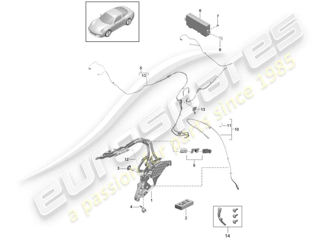 porsche 2019 (991-2) cadre supérieur schéma des pièces