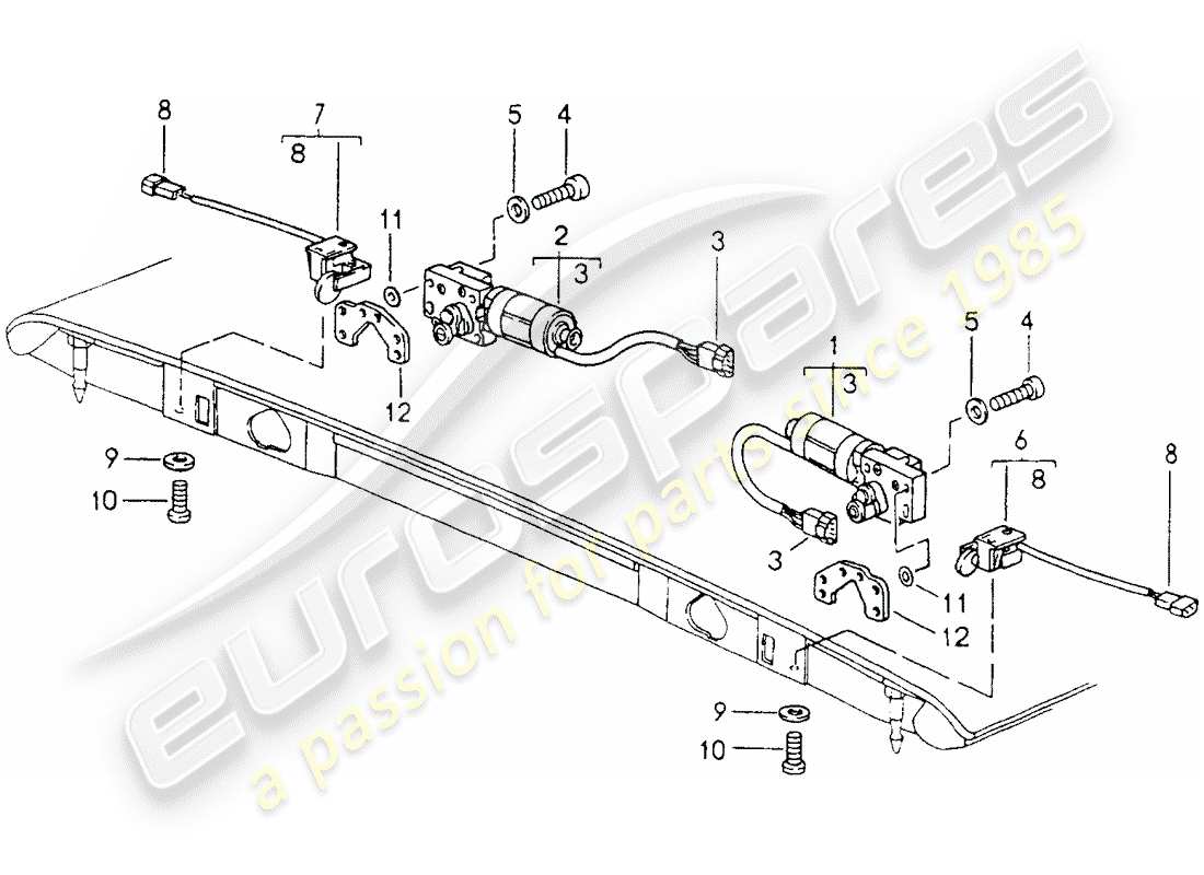 porsche 1990 (964) capot convertible - catch diagramme des pièces