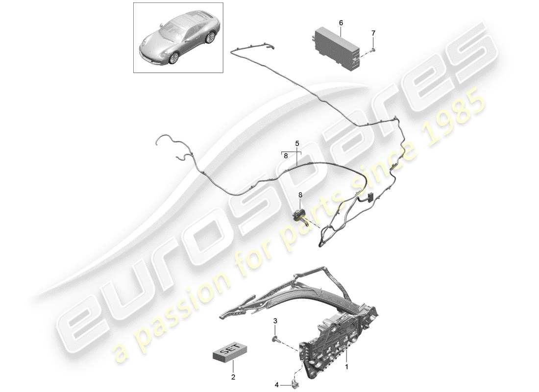 porsche 2019 (991-2) cadre supérieur schéma des pièces