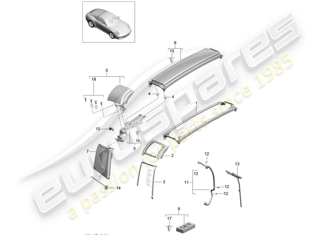 porsche 2019 (991-2) garniture schéma des pièces