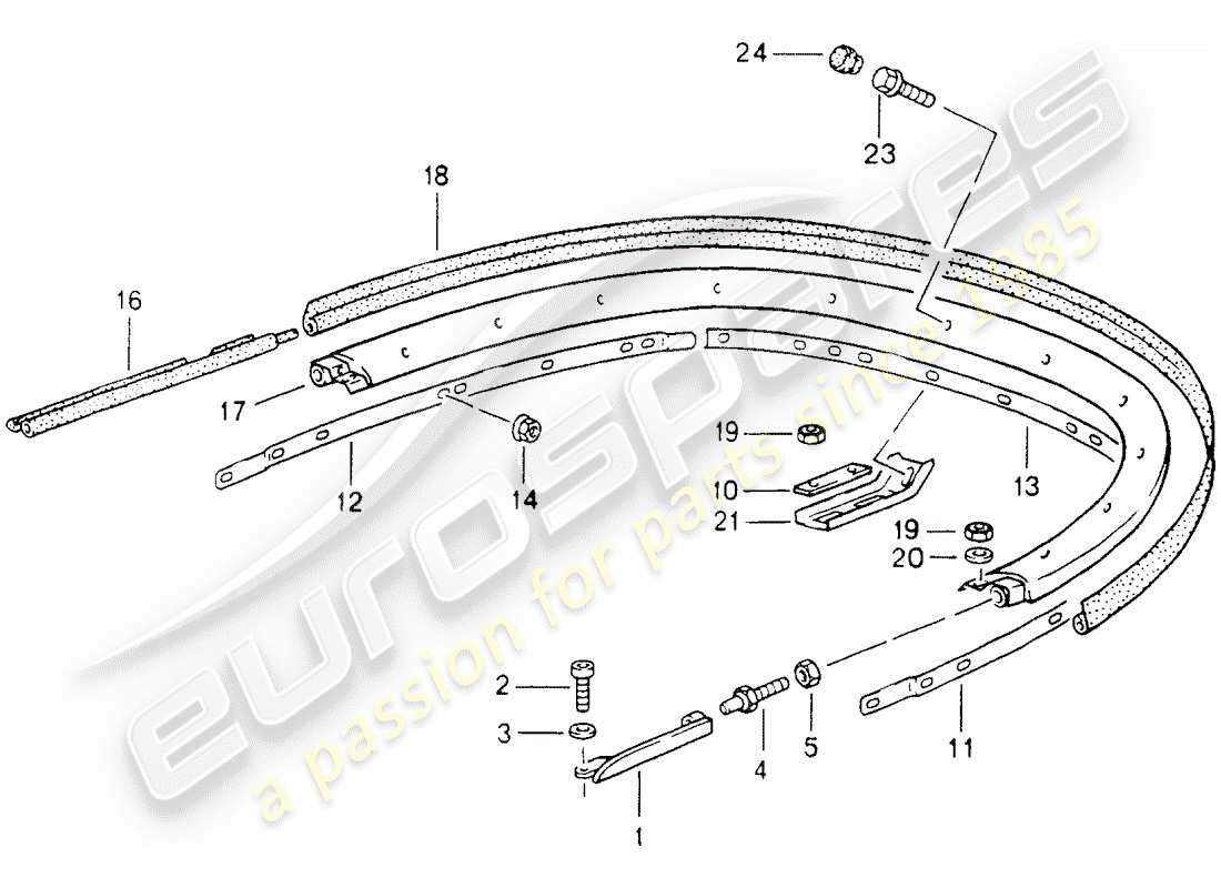 porsche 1992 (964) capot - support - pièces individuelles schéma des pièces