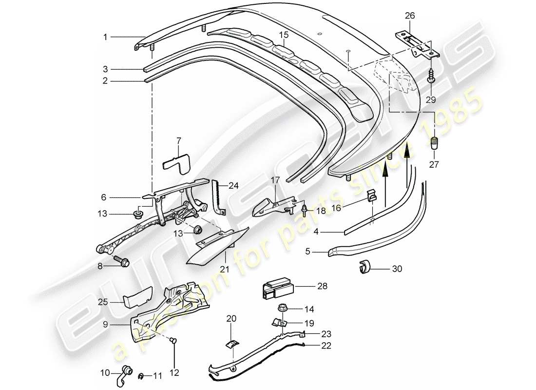 porsche 2010 (997-2) coffre de rangement supérieur schéma des pièces