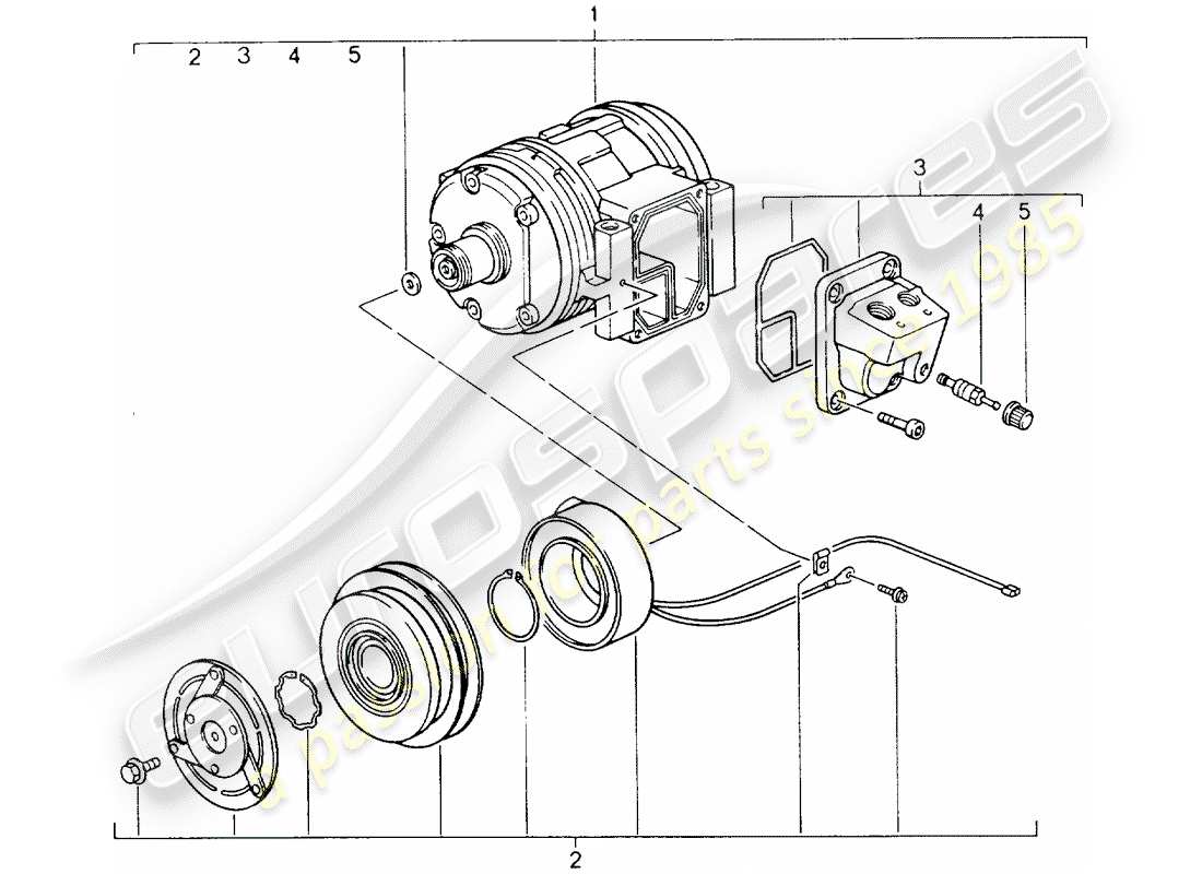 porsche 1990 (964) diagramme des pièces du compresseur
