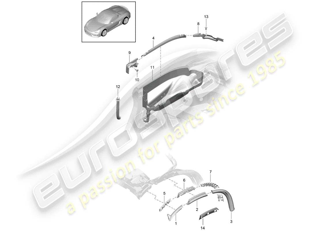 porsche 2016 (981 boxster spyder) dessus cabriolet schéma des pièces
