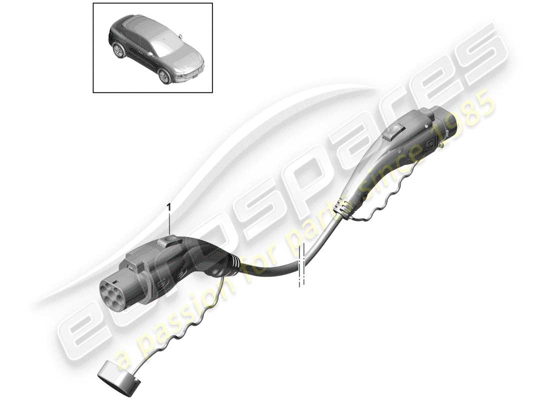 porsche 2019 (cayenne e3 9ya/9yb) câble de recharge pour le public schéma des pièces