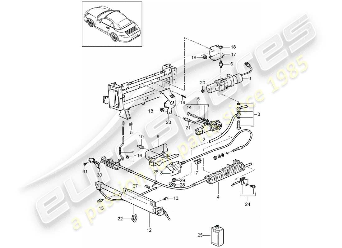 porsche 2010 (997-2) dessus cabriolet schéma des pièces