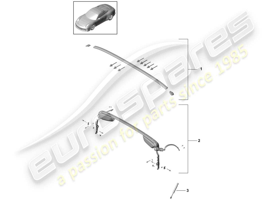 porsche 2016 (991-1 r/gt3/rs) cadre supérieur schéma des pièces