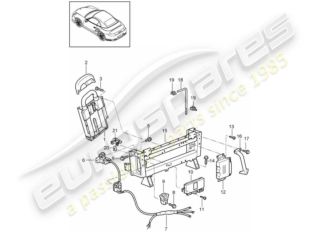 porsche 2009 997-2 turbo / gt2 roll bar schéma des pièces