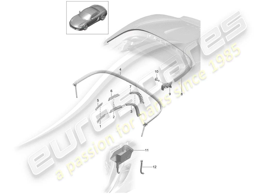 porsche 2012 (981 boxster) dessus cabriolet schéma des pièces