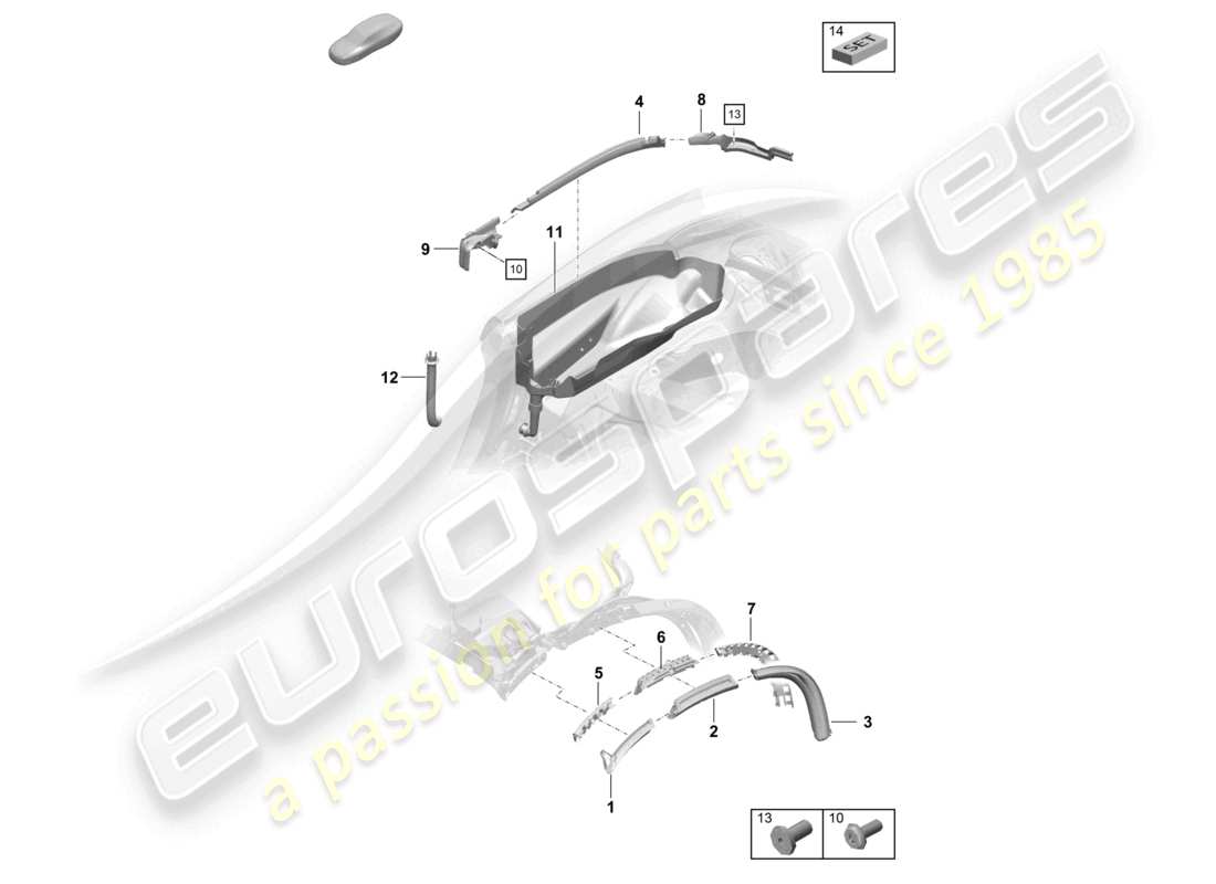 porsche 2018 (718 boxster) joint de capote bac de récupération d'eau schéma des pièces