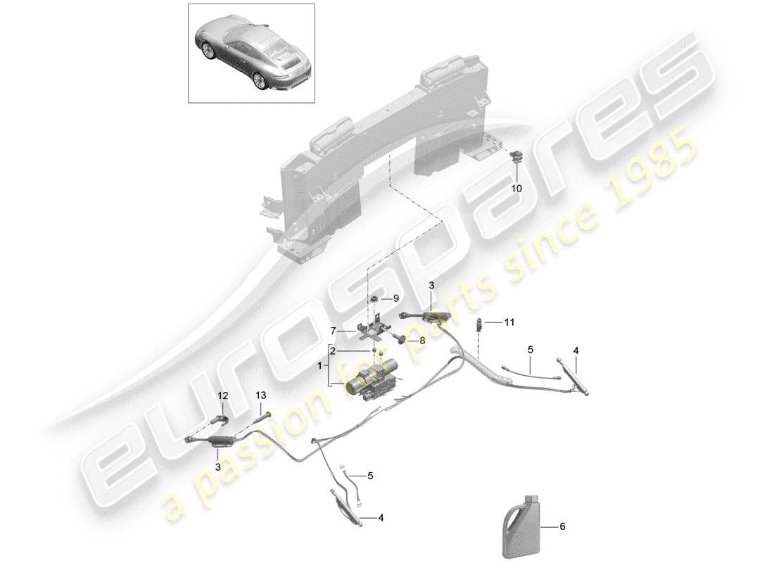 porsche 2020 (991-2) coffre de rangement supérieur schéma des pièces