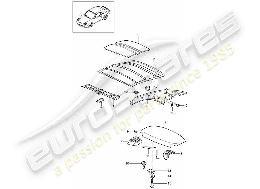 porsche 2011 (997-2) hard-top schéma des pièces