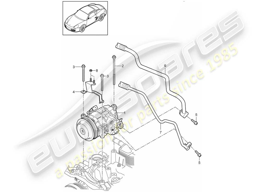 porsche 2010 (987 cayman) compresseur schéma des pièces