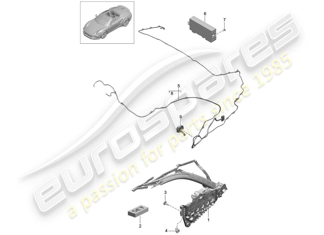 porsche 2019 (991-2 turbo) cadre supérieur schéma des pièces