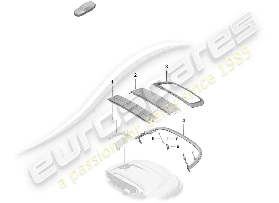 porsche 2019 (992-1) cadre supérieur schéma des pièces
