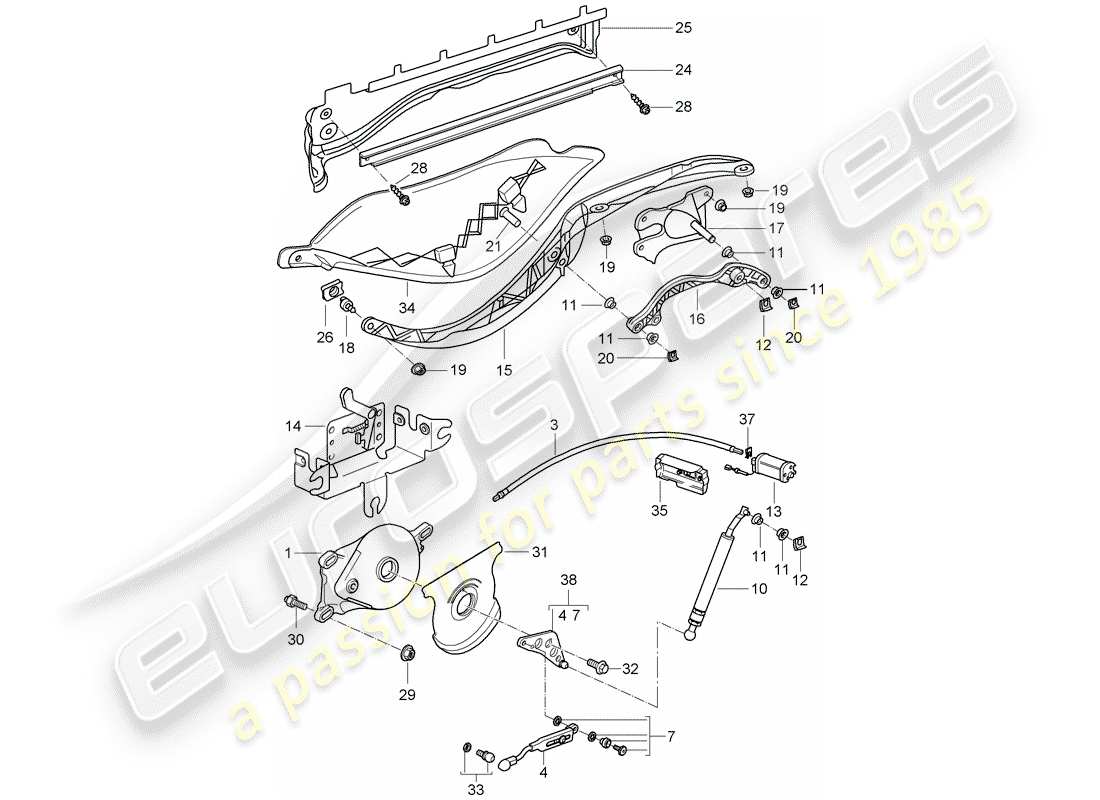 porsche 2010 (987 boxster) mécanisme d'entraînement schéma des pièces
