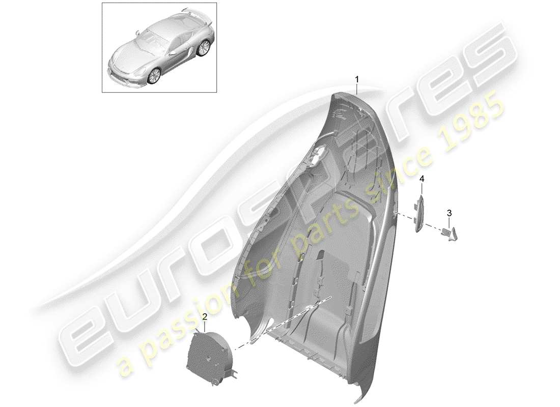 porsche 2016 (981 cayman gt4) coque de dossier schéma des pièces