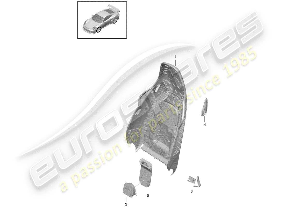 porsche 2017 (991-2 turbo) coque de dossier schéma des pièces