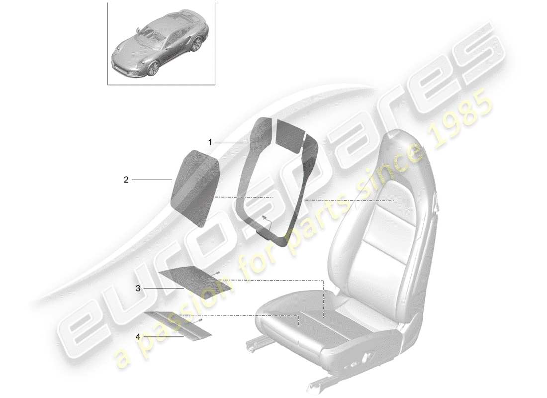porsche 2014 (991-1 turbo) élément chauffant schéma des pièces