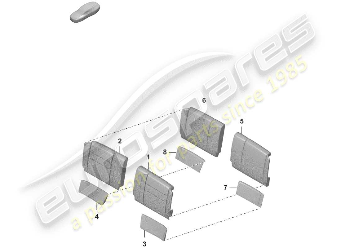 porsche 2019 (992-1) pièce en mousse diagramme des pièces