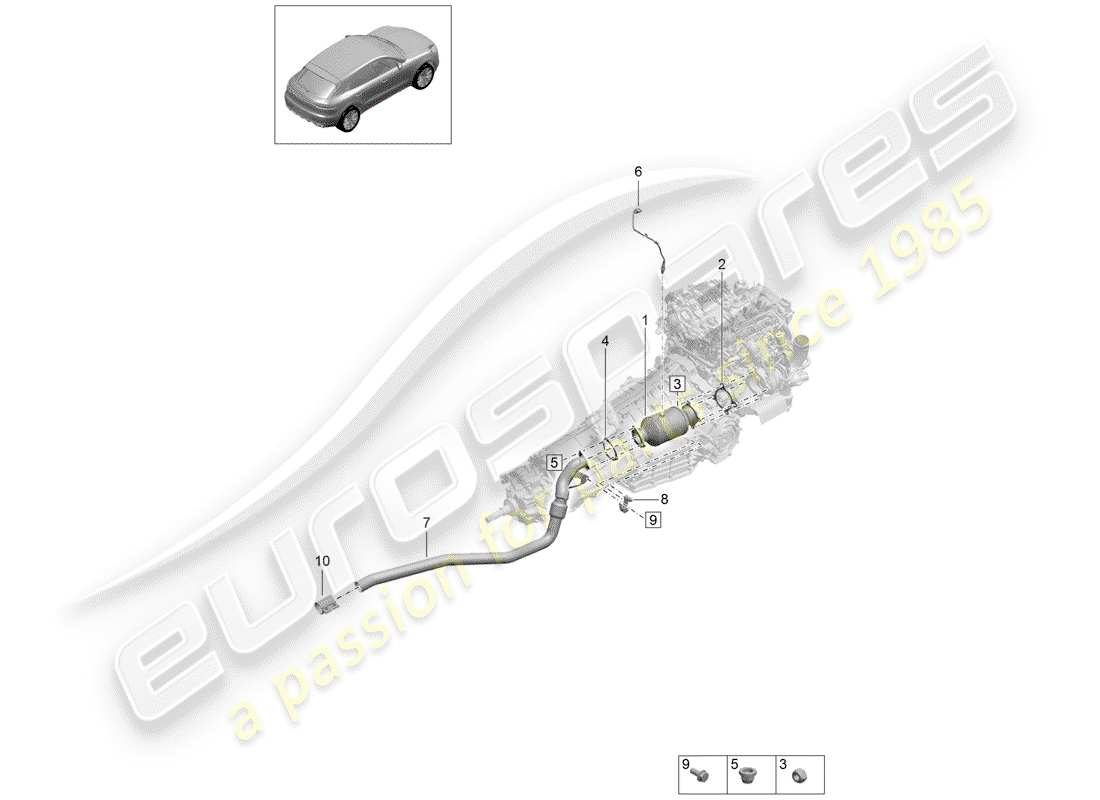 porsche 2019 (macan) schéma des pièces du catalyseur