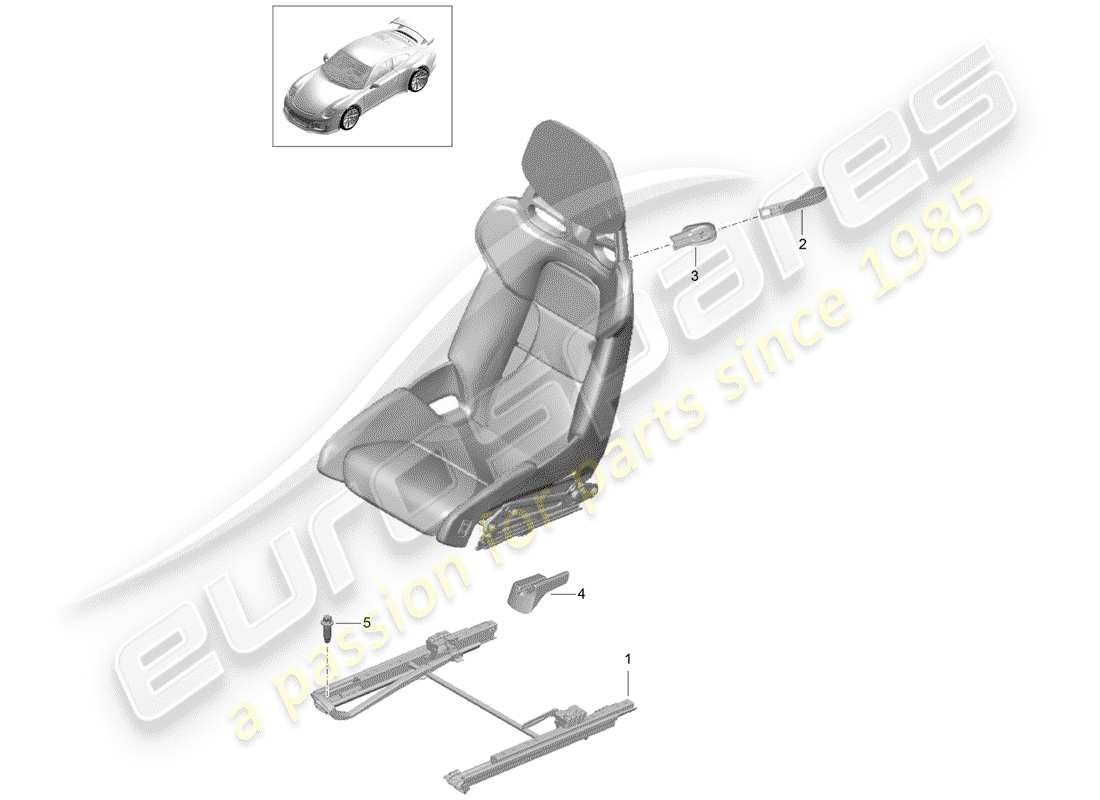 porsche 2015 (991-1 r/gt3/rs) seat schéma des pièces
