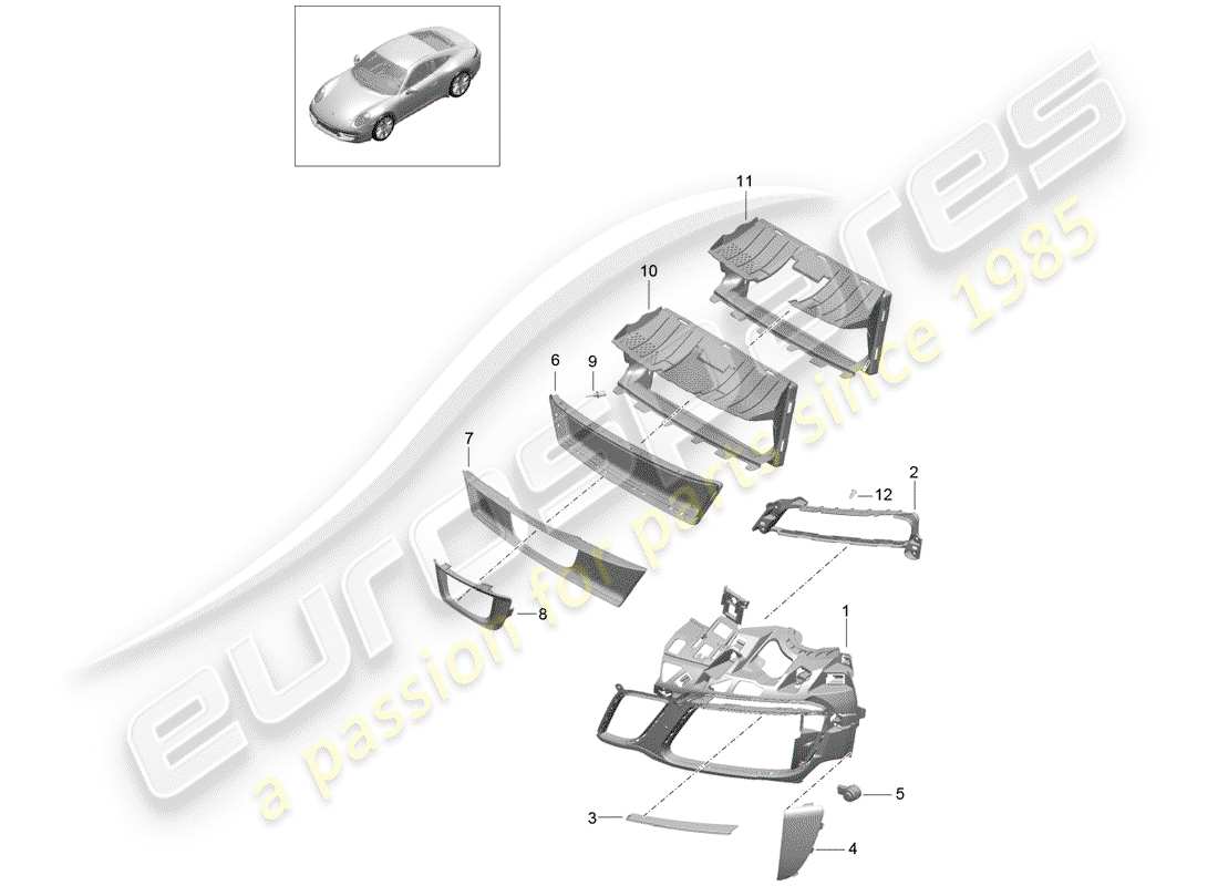 porsche 2019 (991-2) diagramme des pièces du conduit d'air