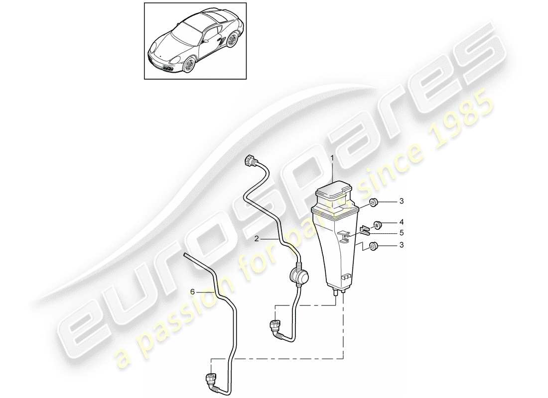 porsche 2009 (987 cayman) cartouche d'émission par évaporation schéma des pièces