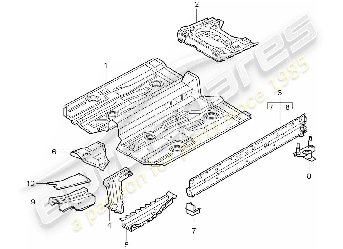 porsche 2005 (996) schéma des pièces du plancher