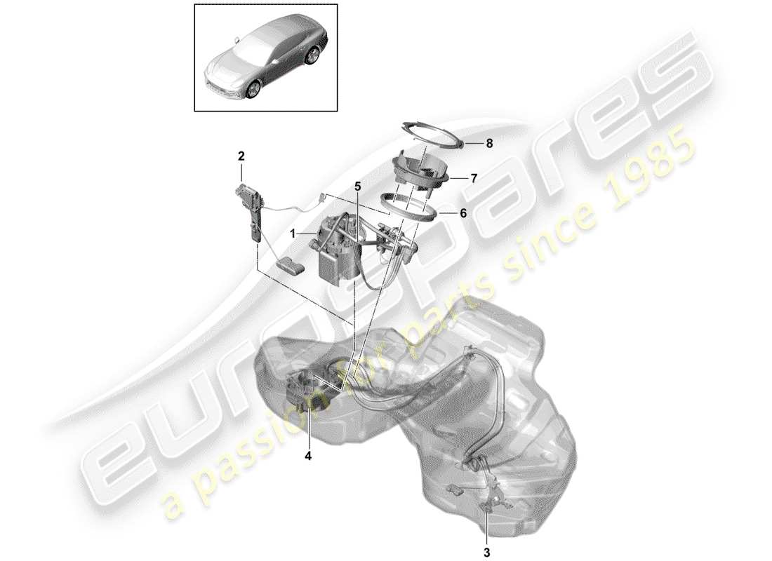 porsche 2019 (panamera 971-1) pompe à carburant schéma des pièces