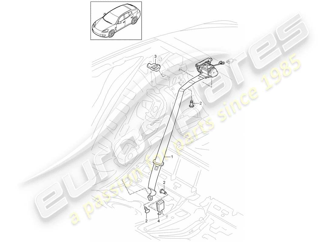 porsche 2013 (panamera 970) ceinture de sécurité schéma des pièces