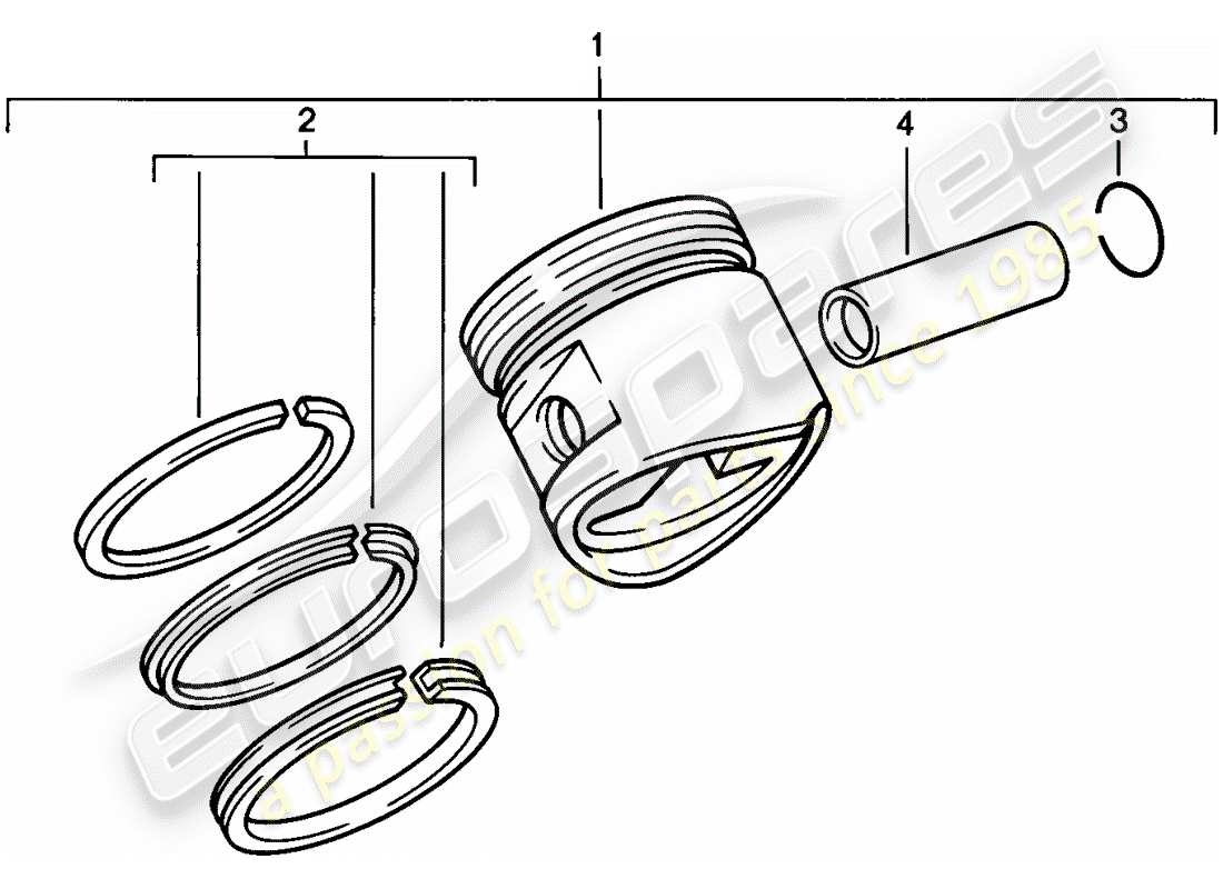 porsche 1978 (924) piston - segments de piston schéma des pièces