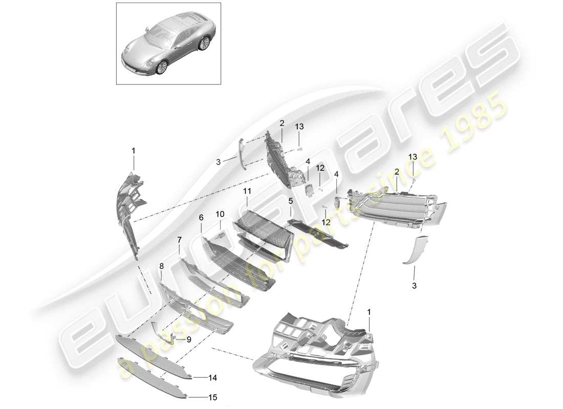 porsche 2019 (991-2) diagramme des pièces du conduit d'air
