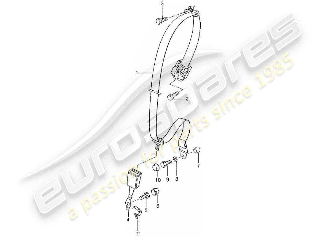 porsche 2003 (996 turbo / gt2) ceinture de sécurité schéma des pièces