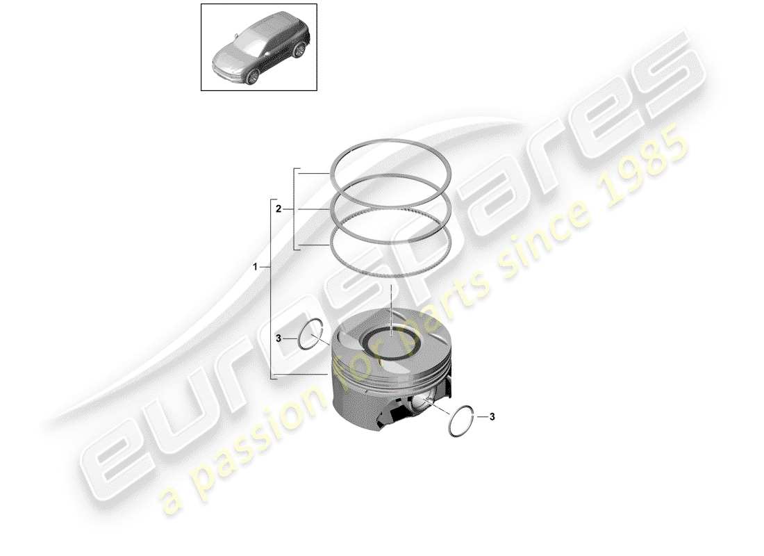 porsche 2020 (cayenne e3 9ya/9yb) piston complet schéma des pièces