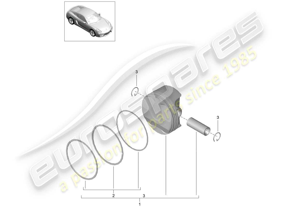 porsche 2015 (981 cayman) schéma des pièces du piston