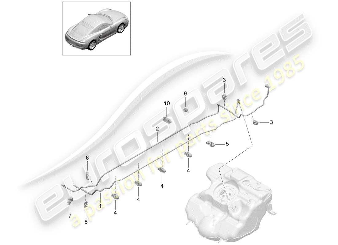 porsche 2015 (981 cayman) système de carburant schéma des pièces