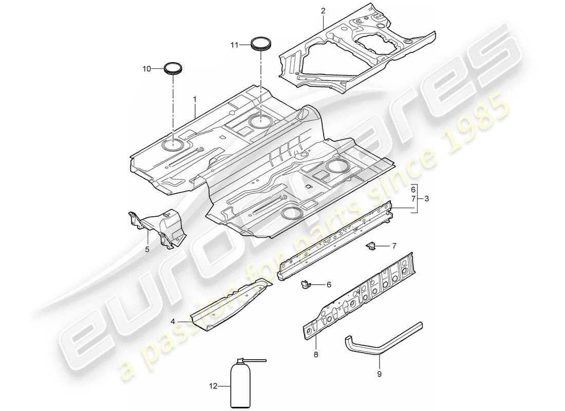 porsche 2006 (987 boxster) schéma des pièces du plancher