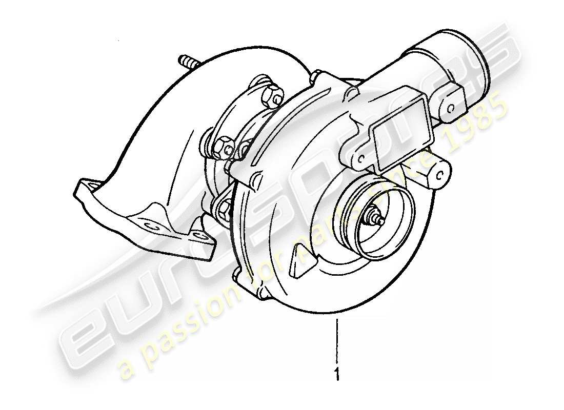 porsche 1987 (959) turbocompresseur de gaz d'échappement schéma des pièces